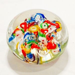 Gorgeous Vintage Hand-Blown Multicolored Art Glass Paperweight